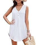 Picture of Eddoyee Wome's Swimsuit Coverup V Neck Hollow Out Beach Bathing Suit Flowy Swim Coverup Mini Dress B White