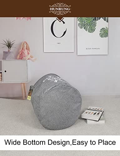 HUNRUNG Laundry Hamper,Large Canvas Fabric Lightweight Storage Basket Toy Organizer Dirty Clothes Collapsible Waterproof for College Dorms, Children Bedroom,Bathroom (Grey Lala)