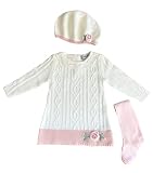 Bernie&Charlie Baby Cotton knitted sweater dress set 3 pcs with hat and cotton Pantyhose. Handmade e