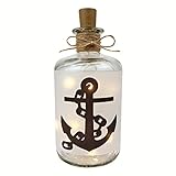 ⚓ Glasflasche klar mit bedruckter Transparentbanderole - Alle Flaschenlichter von Druckerino sind bereits fertig zum verschenken. Unsere Leuchtflaschen werden komplett zusammengebaut geliefert.