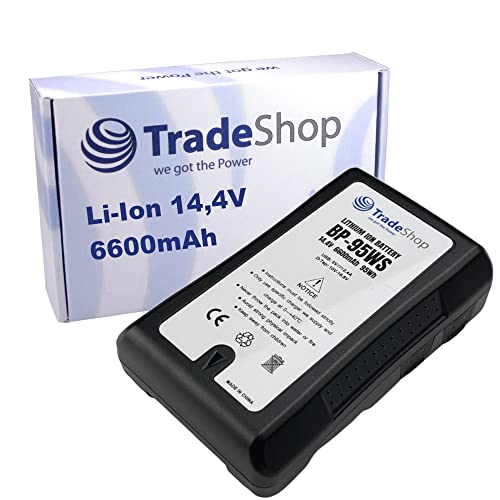 Batteria V-MOUNT: tipo batteria: agli ioni di litio, tensione: 14,4 V, capacità: 6600 mAh, 95 Wh, tipo di collegamento: V-Mount, uscita D-Tap: 10V-16,8 V, uscita USB: 5V/2,4 A, celle: celle LG di alta qualità, peso: 0,6 kg, dimensioni: 96 x 152 x 40 mm