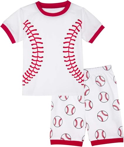 10 Best Boys Baseball Pajamas That Little Sluggers Love to Wear 6 A&J DESIGN Pure Cotton Sport Pjs for 2-14 Years Kids 2-Piece Pajamas Set