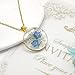 Forget-Me-Not and Queen Anne's Lace Pressed Flower Necklace,Handmade Gold Pressed Flower Necklace, Unique Resin Birth Flower Necklace for Women,Ideal Presents For Birthday,Party, Christmas(18’’)