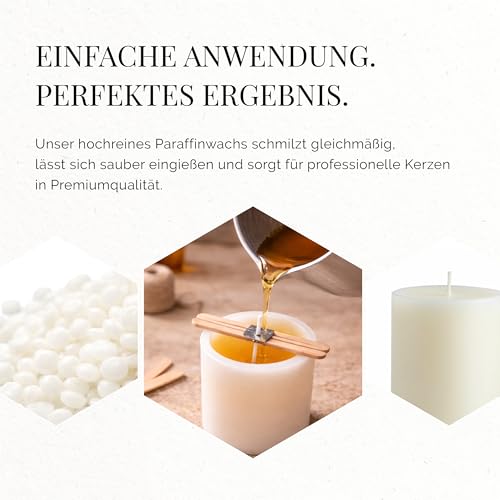 MORSA Premium Paraffinwachs Weiß (1kg) Verschiedene Größen – 100% Paraffin Pastillen als Kerzenwachs zum Gießen - Kerzensand Wachs für Kerzen Unparfümiert – Qualität aus Deutschland