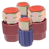 HEALLILY 4-pc Set Car Adapter Kit to R134a Conversion Quick Disconnect Coupler Universal Auto Charging Port Fitting Random Color
