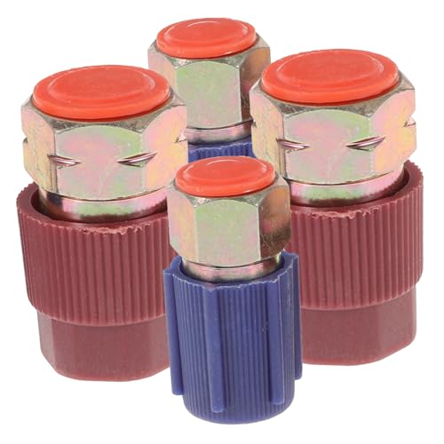 HEALLILY 4-pc Set Car Adapter Kit to R134a Conversion Quick Disconnect Coupler Universal Auto Charging Port Fitting Random Color