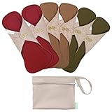 wegreeco 6 Pcs Reusable Menstrual Pads, Ultra Absorbent Cloth Pads for Heavy Flow, Sanitary for Teens, Women, Nonslip, Inner Aqua, Burgundy, Coffe, Rose Gold Outer, M