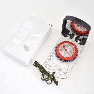 Multifunktionaler Kompass mit Spiegel, LED-Licht und Bias-Anpassung für Wandern, Camping, Klettern, Acryl-Bauchmaterial, weiß (schwarz ohne Lampe)