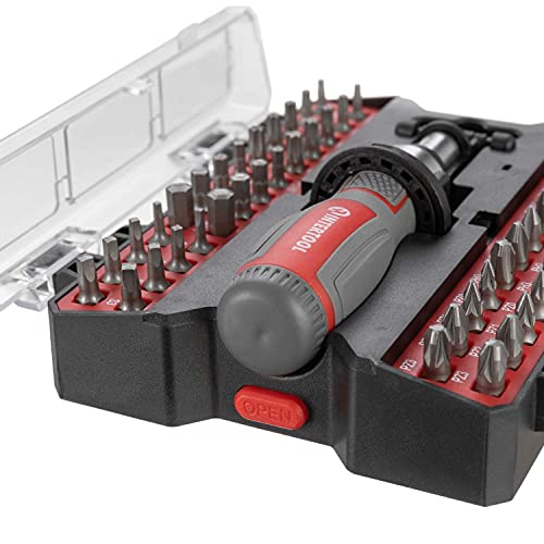 Intertool 53-Piece Ratchet Screwdriver Bit Set, Mini Multi-Bit Screw Driver, Compact Handle, Portable Storage Case Vt08-3353 #TOP3