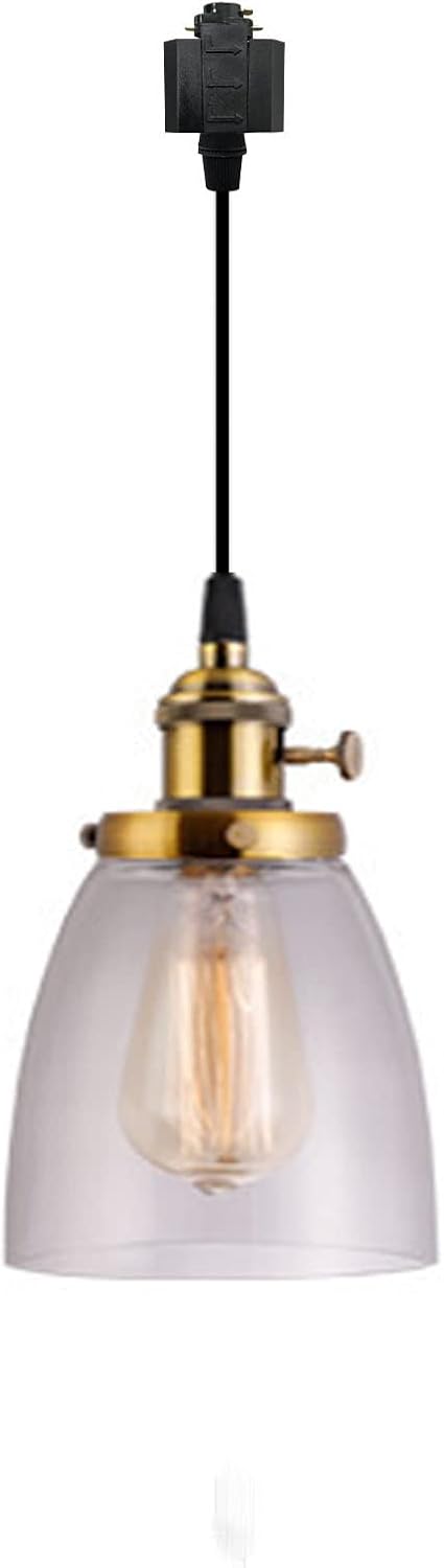Kiven 1-Light H Type Track Lighting Pendants,Dimmable Pendant Lights Copper Finish Hanging Light Fixture-Total Length 20 Inches (Bulbs Not Included)