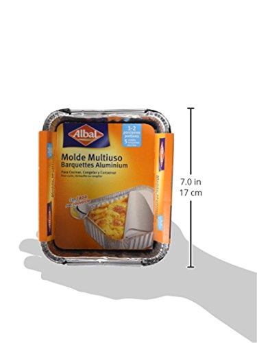 Miniatura 3 de Albal Aluminio 0,5 Litros, 16x13x6,5 Centímetros Con Tapa Desechables Multiusos Para Asar, Congelar Y Conservar 1-2 Porciones 5 Moldes, 204080
