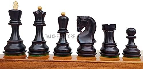 Combo Chess Set-3.5" Zagreb Chess Pieces with 17" Ebony Chess Board- Taj Chess Store