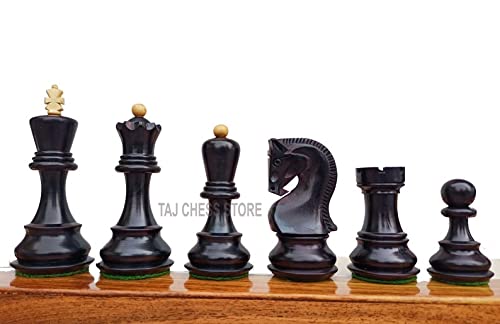 Jeu d'échecs russes Zagreb en buis et ébène | Modèle luxe Moscow King 9,7 cm - 5