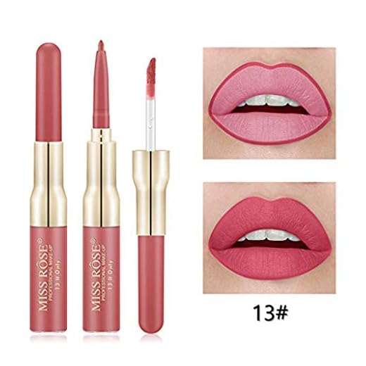 Posional Rouge à Lèvres 2 en 1 12 Couleurs Double-Fin Longue durée Imperméable Hydratant Nude Mat Effet Velours Liquide Pas Cher Crayon à Lèvres Jelly Lipstick Cosmétiques