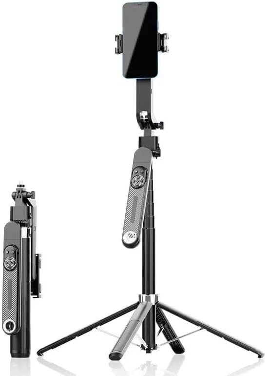 71-inch Auto Face Tracking Tripod Stand, 360° Rotation with Remote & Gesture Control for iPhone Android Camera & TikTok Recording + Detachable Lights (No App/35cm-1.8m)