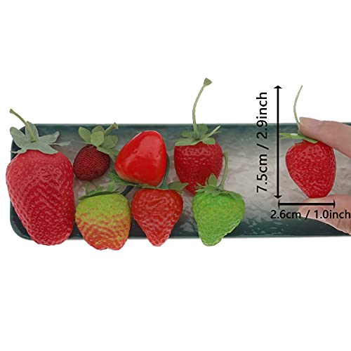 Meiwlong 30 Pcs Artificial Red Realistic Strawberries Fake Simulation Plastic Fruit Lifelike Ornament Faux Small Prop Decoration Home Kitchen Cabinet Party Wedding #TOP2