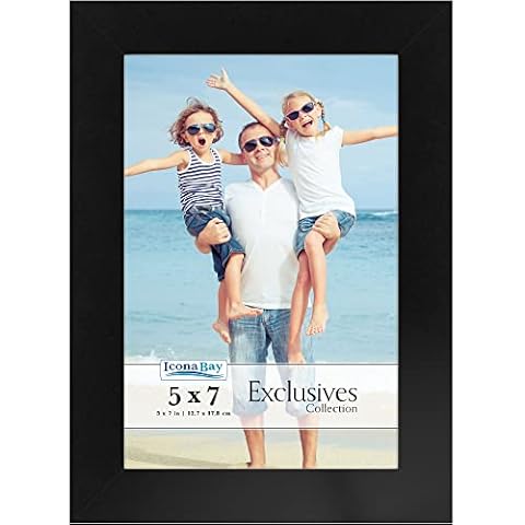 Icona Bay 7x5 Picture Frame (Black, 1 Pack), Sturdy Wood Composite Photo Frame 7 x 5 inch, Sleek Design, Table Top or Wall Mount, Exclusives Collection Cover