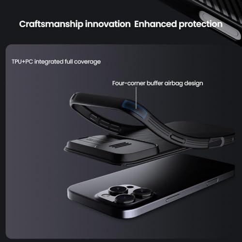 Image of Nillkin Case for Apple iPhone 16 Pro (6.3″ Inch) CamShield Pro Camera Slider Double Layered Protection TPU + PC (Corner Impact Air Bags) Black Color
