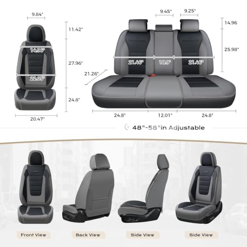Image of Coverado Car Seat Covers Front, Seat Covers for Cars, Waterproof 2-Pack Car Seat Cushions, Leather Carseat Seat Protectors, Universal Seat Covers Fit for Most Sedans SUV Pick-up Trucks(Gray&Black)