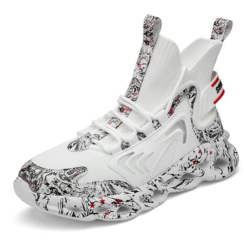 Mens High Top Sneakers Stylish Running Shoes Fashion Street Sneakers Lightweight Casual Walking Shoes