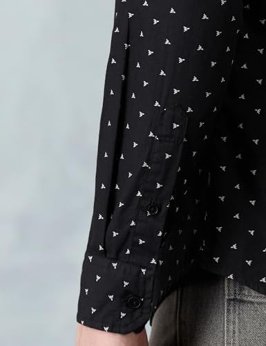 Image of Amazon Brand - Symbol Men Cotton Casual Printed Shirt| Mandarin Collar | Regular Fit | Printed | Full Sleeve | Available in Plus Sizes