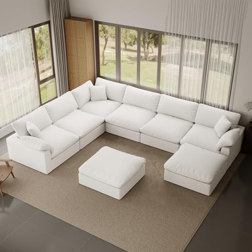 Image of Cloud Modular Sectional Sofa,253.8 inch Down Filled Sofa 7 Seat with Chaise,Minimalist Sofa Cover Washable and Replaceable Couches for Living Room,Sectional Sofa Deep Seat