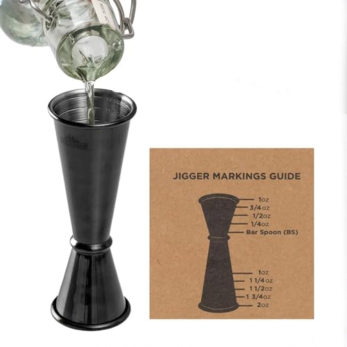 A Bar Above Premium Japanese Jigger, with 8 Measurements Inside, Professional and Heavy-Duty, 304 Stainless Steel Cocktail Double Jiggers, for Bartending, 1 Jigger, Black