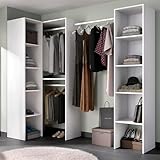 articoli sull'arredamento GUARDAROBA GRANDE - Struttura per cabina armadio angolare, Mobile appendiabiti aperto ad angolo, 226x79h186 cm, Bianco