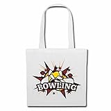 Reifen-Markt Tasche Umhängetasche BOWLING KEGELN BOWLINGSKUGEL BÖSER Smile KEGELABEND BOWLINGSABEND BOWLINGSTURNIER Einkaufstasche Schulbeutel Turnbeutel in Weiß