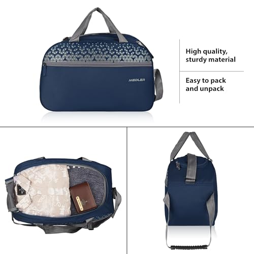 Image of M MEDLER Sentro Wheel Duffle Bag | Waterproof Strolley Duffle Bag | 2 Wheel Duffel Bag | Luggage Bag with Adjustable Strap - (Midnight Blue)