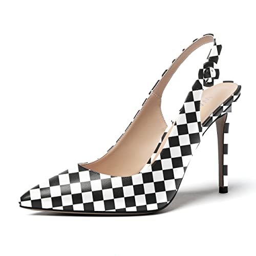 WAYDERNS Womens Party Slingback Pointed Toe Matte Sexy Adjustable Strap Buckle Stiletto High Heel Pumps Shoes 4 Inch