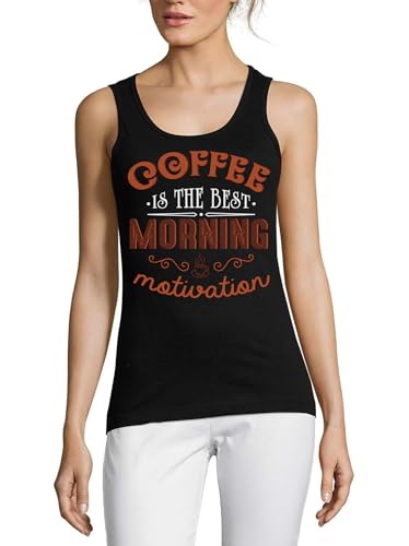 Débardeur en coton femme noir pour célébrer l'amour du café matinal