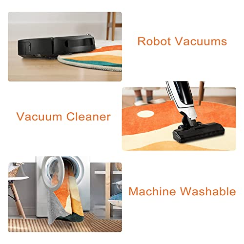 Sungea Abstract Round Rug 3Ft, Faux Wool Soft Throw Area Rugs, Washable Farmhouse Small Circle Rug, Floor Low Pile Mats For Bedroom Bathroom Laundry Room Nursery Decor #TOP3