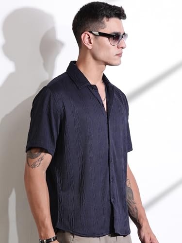 Image of Thomas Scott Men Polyester Blend Solid Oversized Fit Shirt