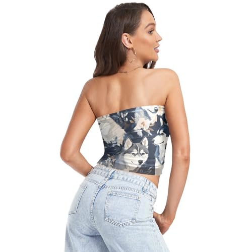 Vintage Birds Flower Butterfly Sexy Crop Tops for Women Sleeveless Strapless Seamless Bra Bra Cover Up for Lady Sports2