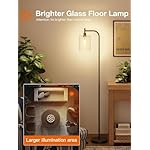 addlon Floor Lamps for Living Room Bright Lighting with Glass lampshade, Modern Bright Floor Lamp with LED Bulbs Industrial Standing lamp for beroom, Tall Pole Lamps Office - Black - Image 2