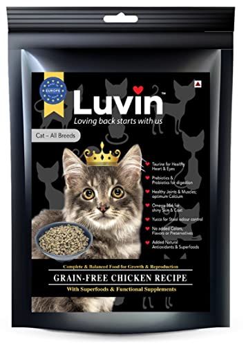 Image of Luvin Grain-Free Chicken Recipe for All Breed Cats 1.5 Kg | Chicken Recipe with Superfoods & Fucntional Supplements for Growth & Reproduction