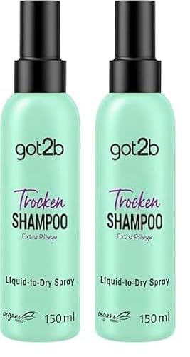 got2b Trockenshampoo Extra Pflege Liquid-to-Dry Spray (150 ml), Dry Shampoo für makellos-frische Looks, Trockenshampoo ohne sichtbare Rückstände mit 24 h fruchtig-floralem Duft (Packung mit 2)