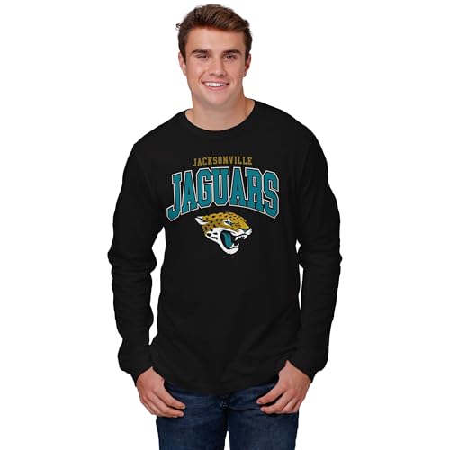 FOCO Jacksonville Jaguars NFL Mens Classic Arched Logo Long Sleeve T-Shirt - Black - L