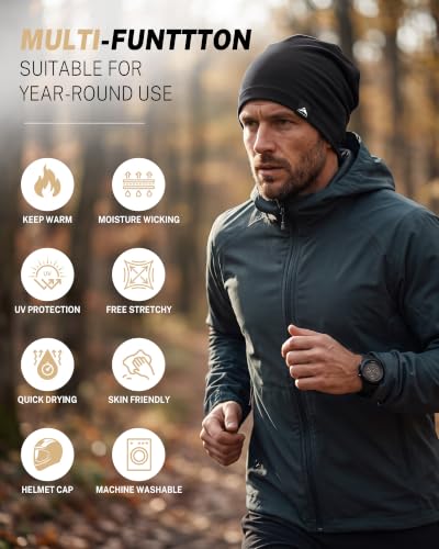 GXCROR Lightweight,Running Skull Cap for Men Women,Breathable Beanie Hat | Quick Drying,Stretch Fit,Skin Friendly,Sweat Absorption,Under Helmet,Cycling,Hiking,Outdoor Work,Machine Washable - image 3