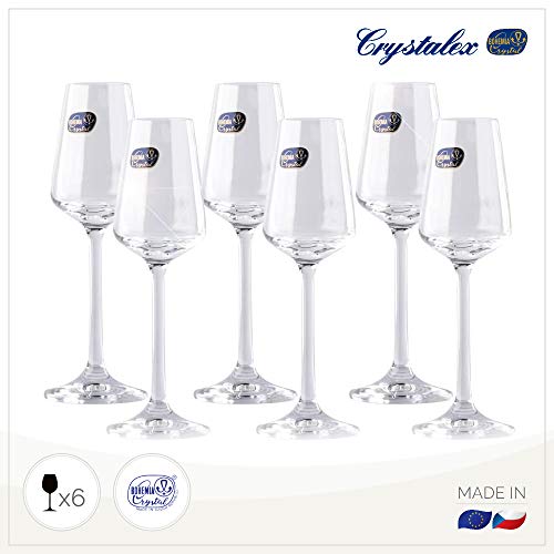 Small Liquor Glasses Set (6 pack), Hard & Durable Crystal Clear Stemware 2.1 Oz / 65ml
