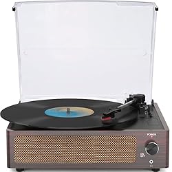 A black vinyl record player
