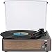 Record Player Portable Bluetooth LP Belt-Drive 3-Speed Turntable with Built in Stereo Speakers, Vintage Style Vinyl Record Player (vintage style-brown)