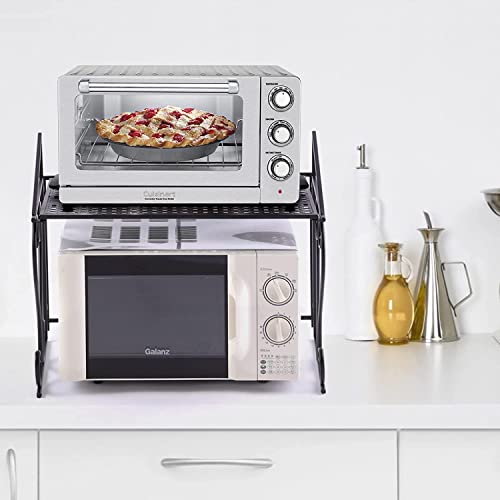 Image of 3-Tier Expandable Spice Rack Organizer, Black Counter Storage Shelf for Kitchen Cabinet, Pantry Storage (Modern)