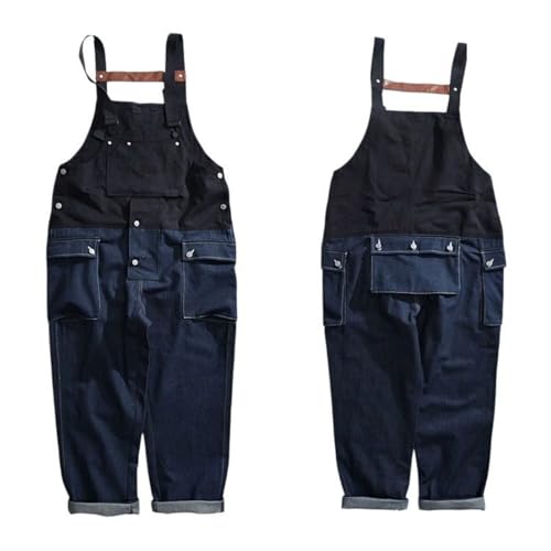 Combinaison de travail à bretelles homme style street américain denim bleu