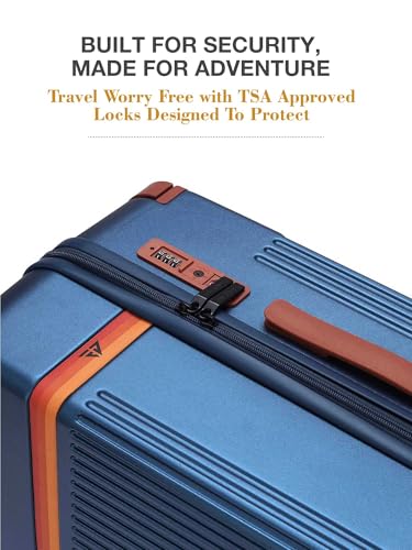 Image of FUR JADEN The Aviator German Polycarbonate Travel Luggage Suitcase with 8 StealthTech Silent Shock Absorbing Wheels, TSA Lock & Aerospace Grade Wide Handle (Cobalt Navy, Set of 2 - Cabin + Medium)