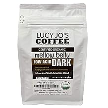 Lucy Jos Coffee, Organic Mellow Belly DARK Low Acid Blend, Ground, 11 oz
