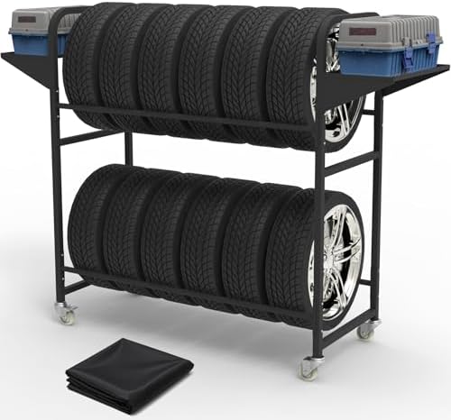 Tire Storage Rack 44" x 44" x 18" with Anti-Dust Cover