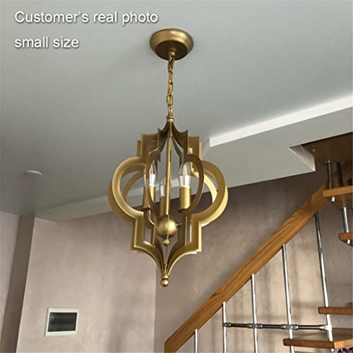 YWangQiang Golden LED Pendant Lamp Light Foyer Dinning Living Kitchen Room Hanging Light Lamp Copper Brass Color Pendant Lamp (Color : Gold Size : 31 * 45CM)