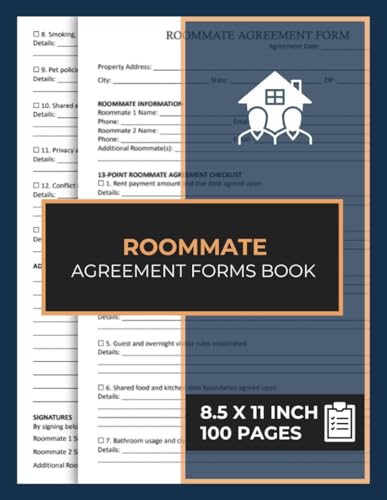 Roommate Agreement Form Book: Shared Living Agreements Forms | Roommate Rules Contract From | Co-Living Contracts Book | 50 Forms
